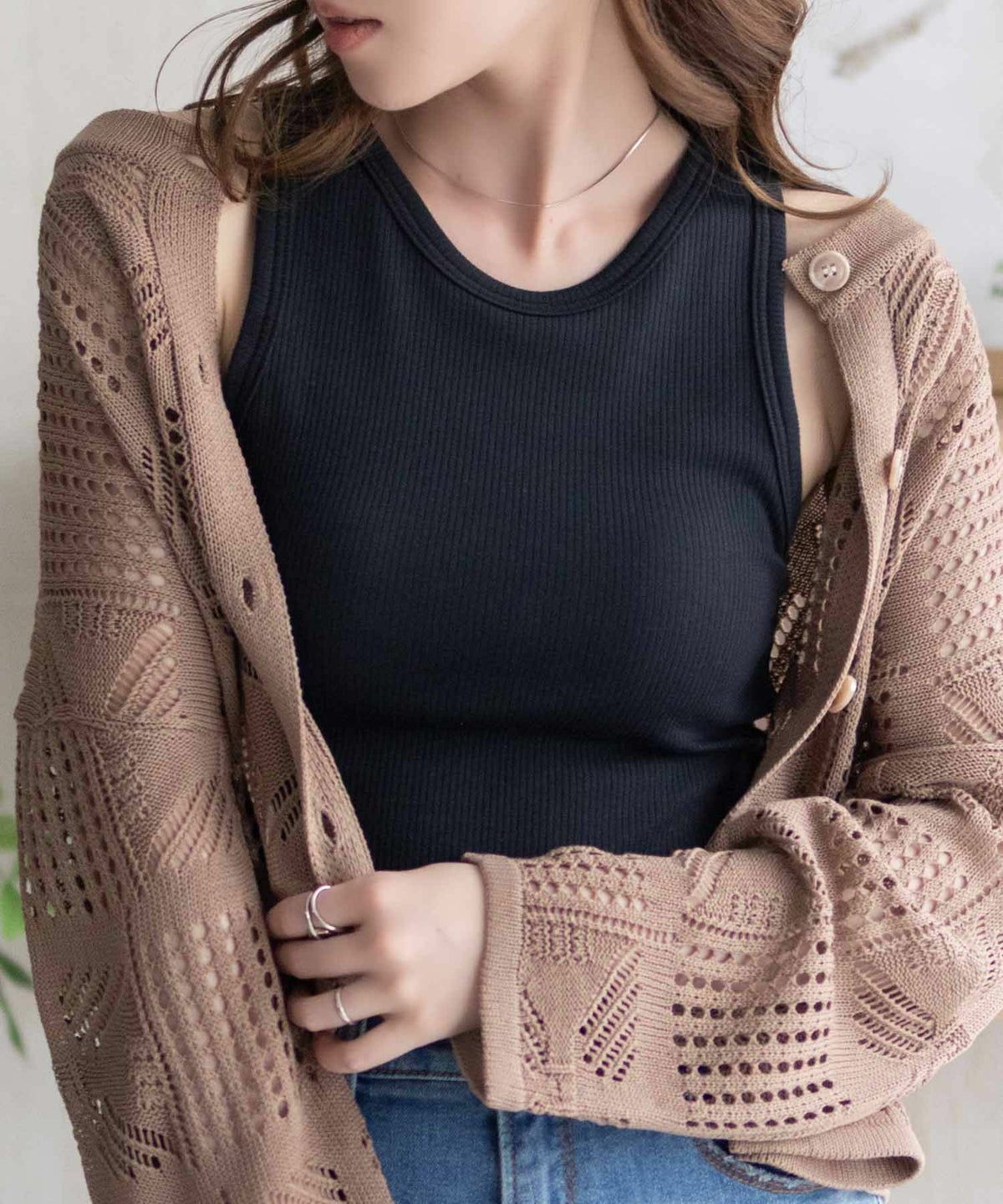 nAvy ハピ楽 カップ付きリブアメスリタンクトップ レディース