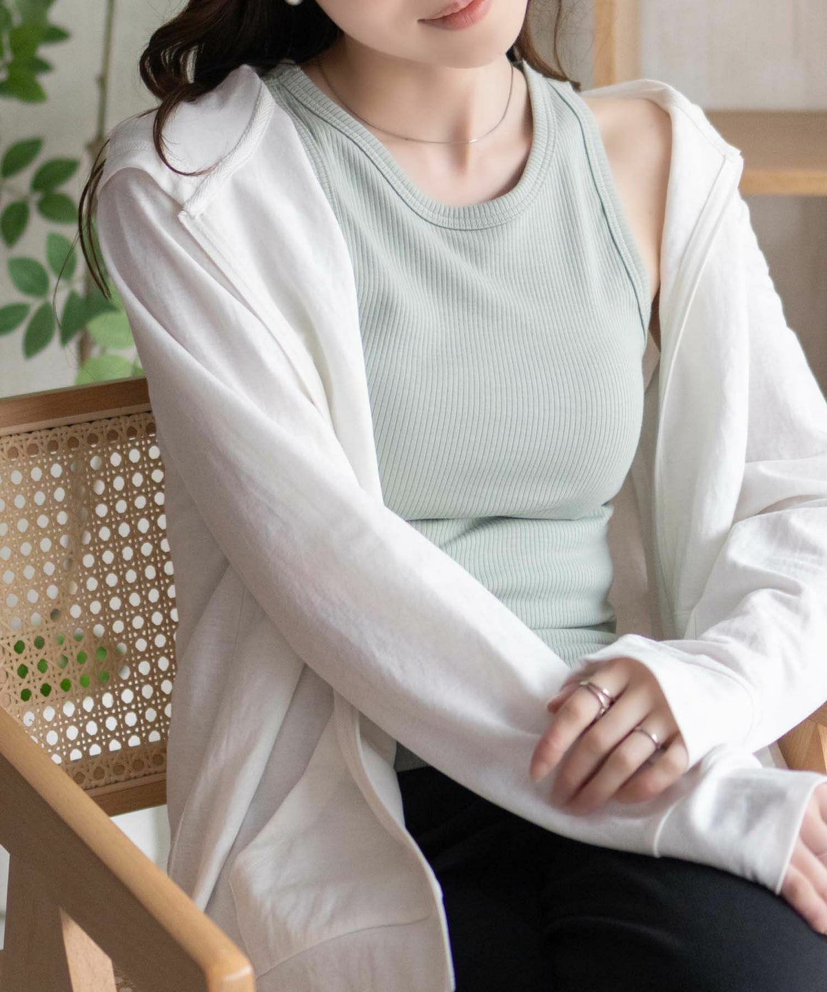 nAvy ハピ楽 カップ付きリブアメスリタンクトップ レディース