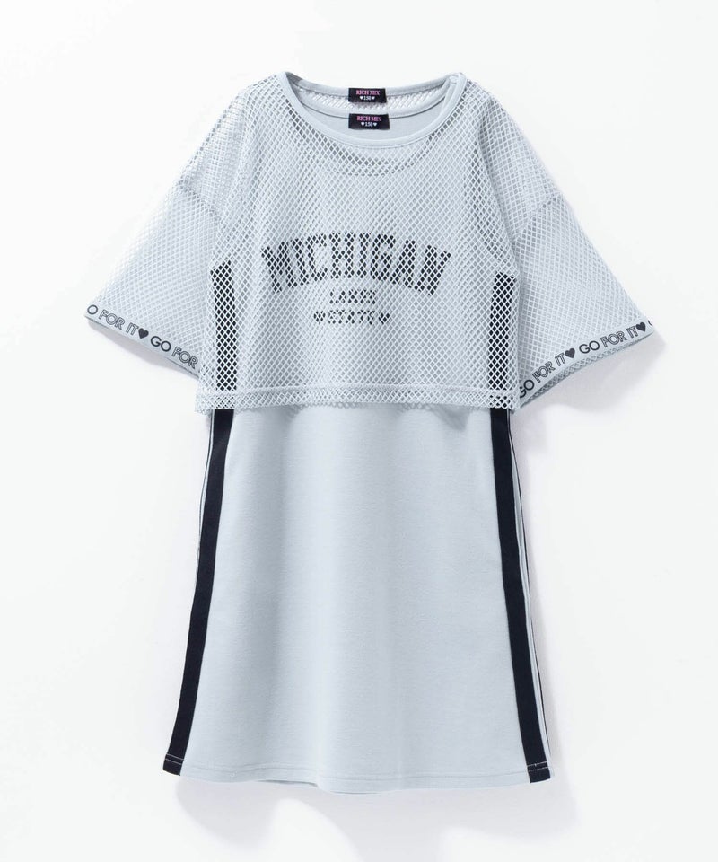 RICH MIX ポンチ素材 メッシュアンサンブルワンピース キッズ商品画像-3