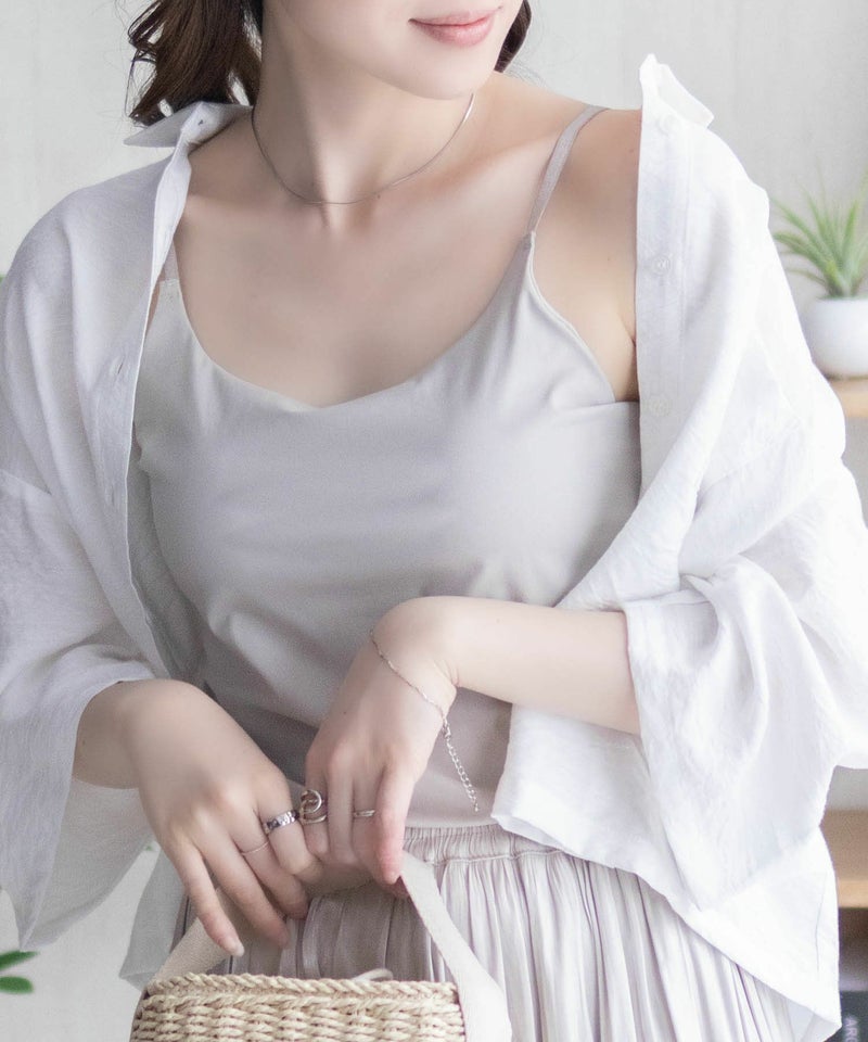 nAvy  ハピ楽 カップ付きナイロンベア天スクエアキャミソール レディース商品画像-3