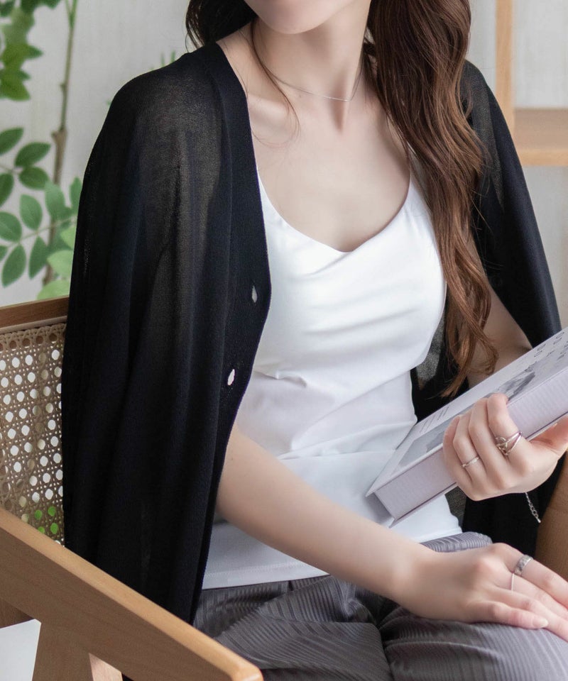 nAvy ハピ楽 カップ付きナイロンベア天スクエアキャミソール レディース商品画像-6