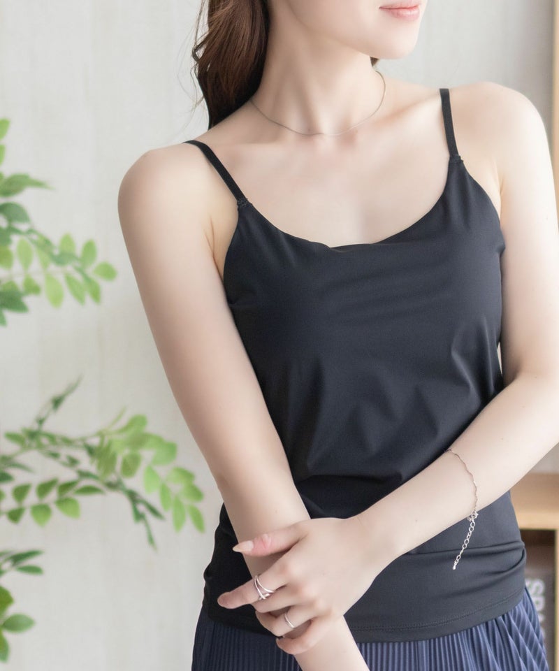 nAvy ハピ楽 カップ付きナイロンベア天スクエアキャミソール レディース商品画像-13