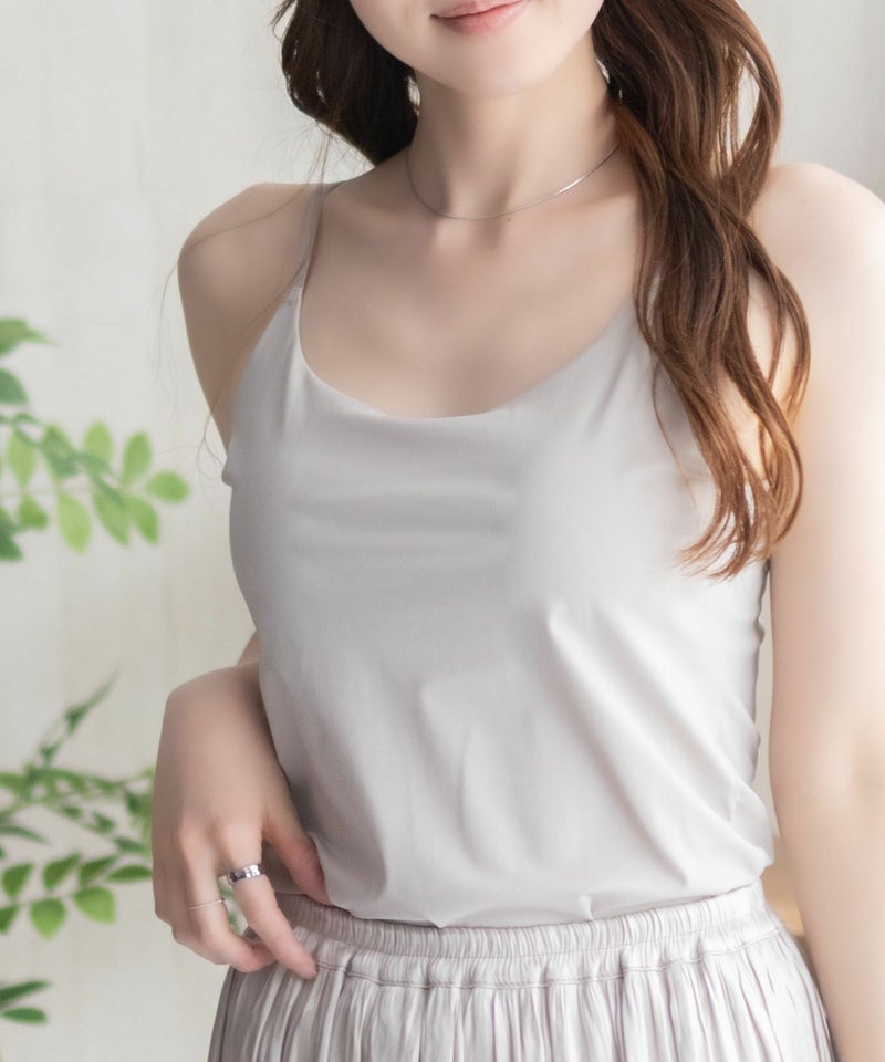 nAvy  ハピ楽 カップ付きナイロンベア天スクエアキャミソール レディース商品画像-18