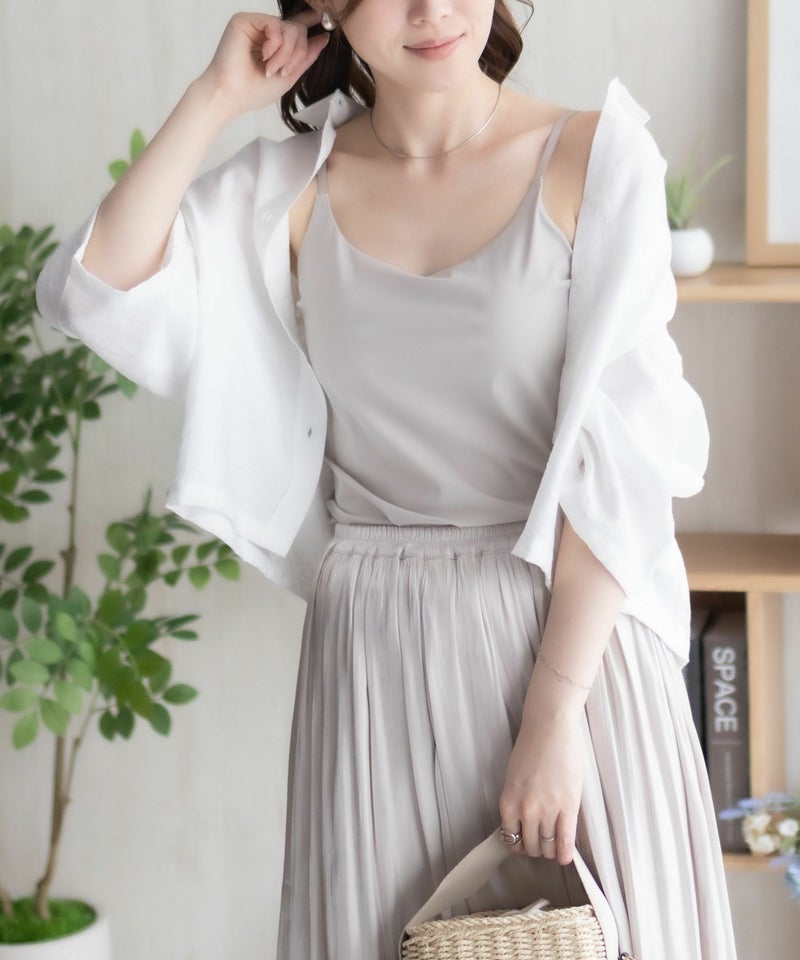 nAvy ハピ楽 カップ付きナイロンベア天スクエアキャミソール レディース商品画像-22