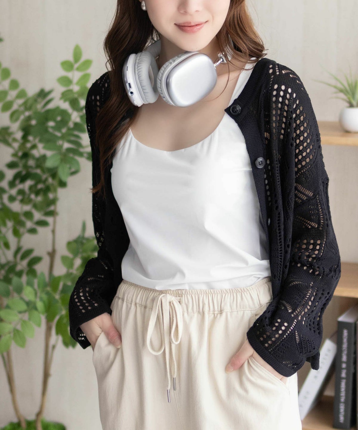 nAvy ハピ楽 カップ付きナイロンベア天スクエアタンクトップ レディース