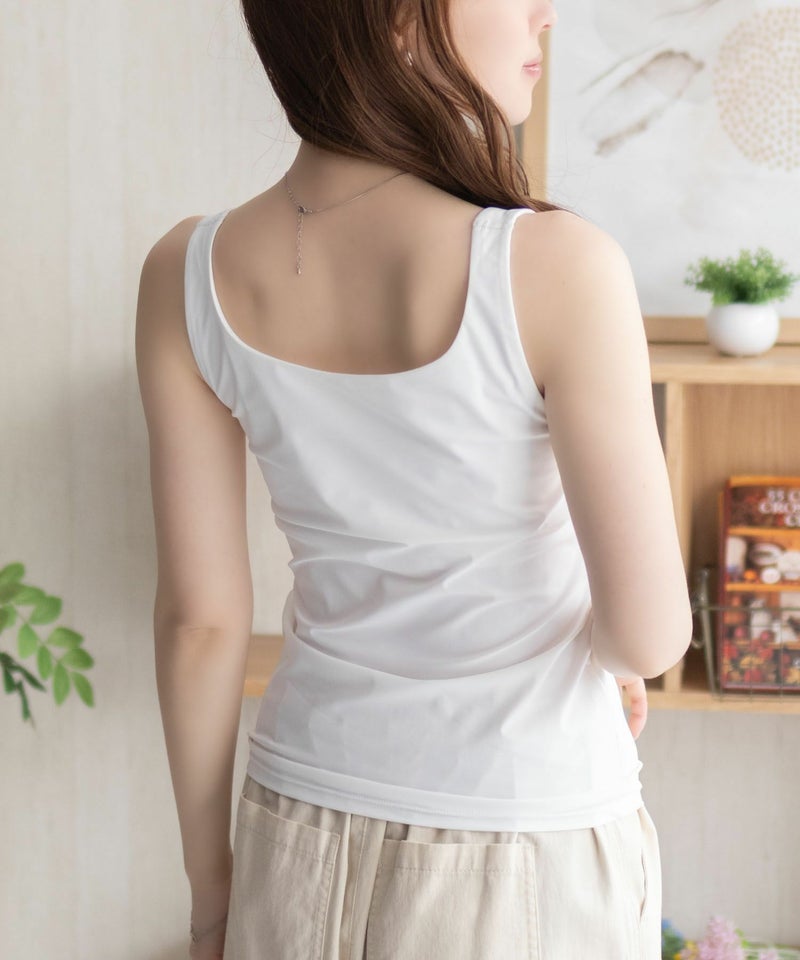 nAvy ハピ楽 カップ付きナイロンベア天スクエアタンクトップ レディース商品画像-9