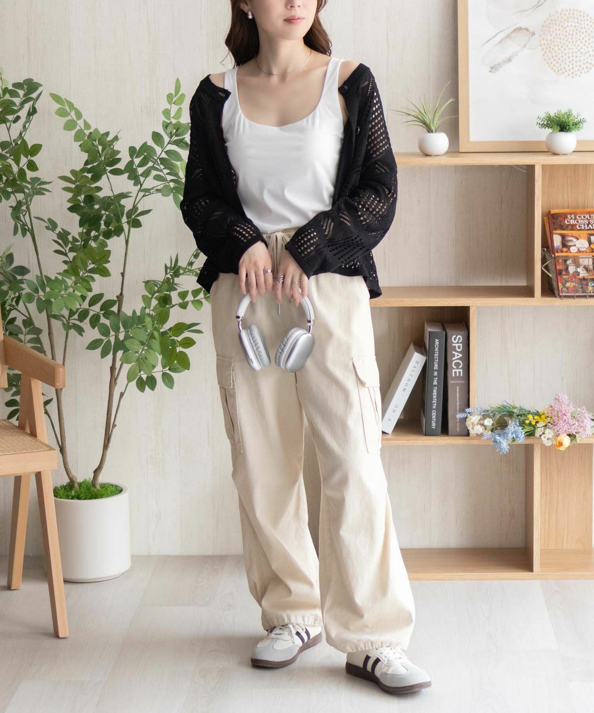 nAvy ハピ楽 カップ付きナイロンベア天スクエアタンクトップ レディース