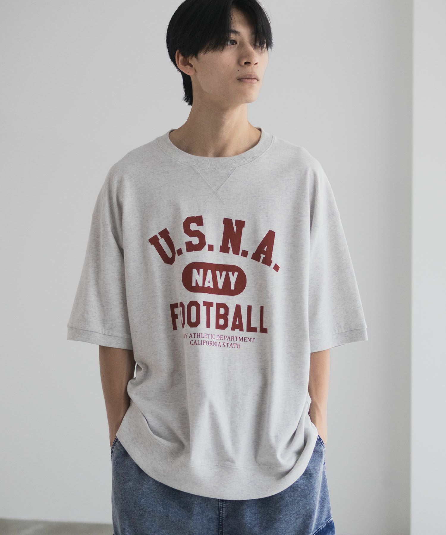 NAVY カレッジスウェットTシャツ メンズ