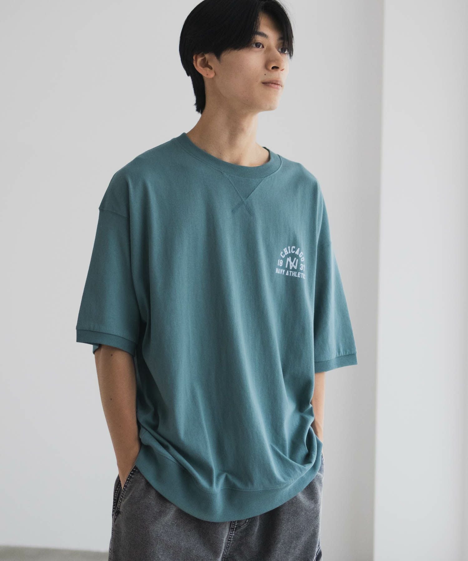 NAVY カレッジスウェットTシャツ メンズ