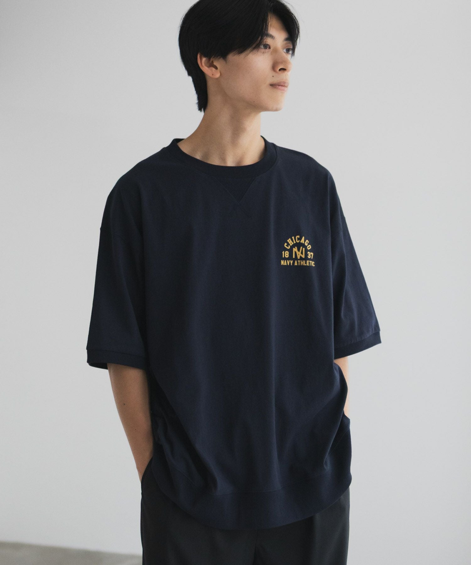 NAVY カレッジスウェットTシャツ メンズ