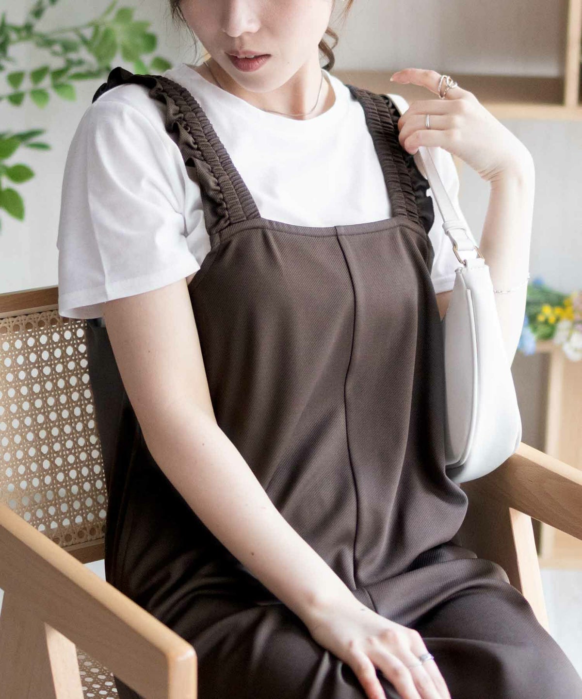 nAvy ポリツイルサロペットアンサンブル レディース