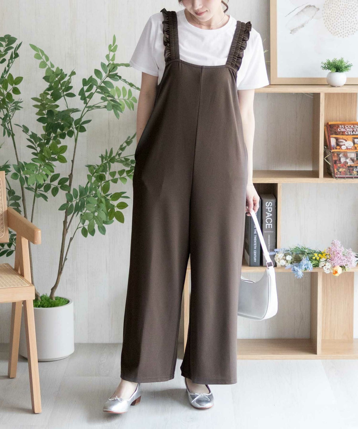 nAvy ポリツイルサロペットアンサンブル レディース