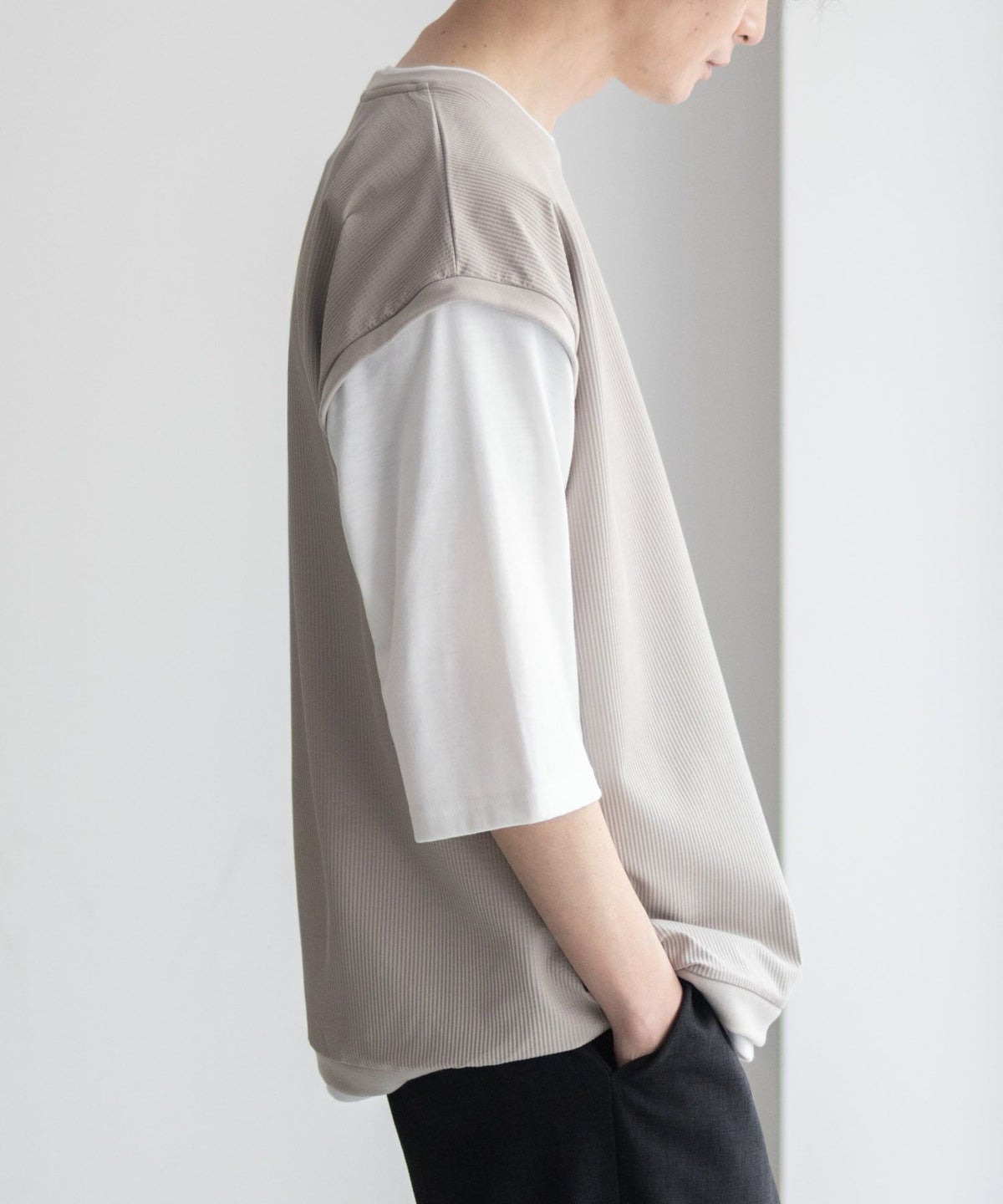 URBAN COLLECTION カットサッカーベストレイヤードTシャツ メンズ