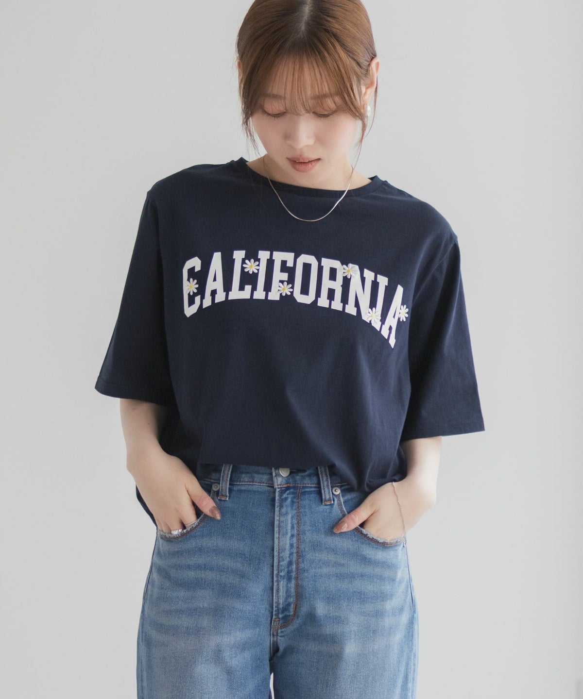 フラワー刺繍カレッジTシャツ レディース ネコポス 対応商品