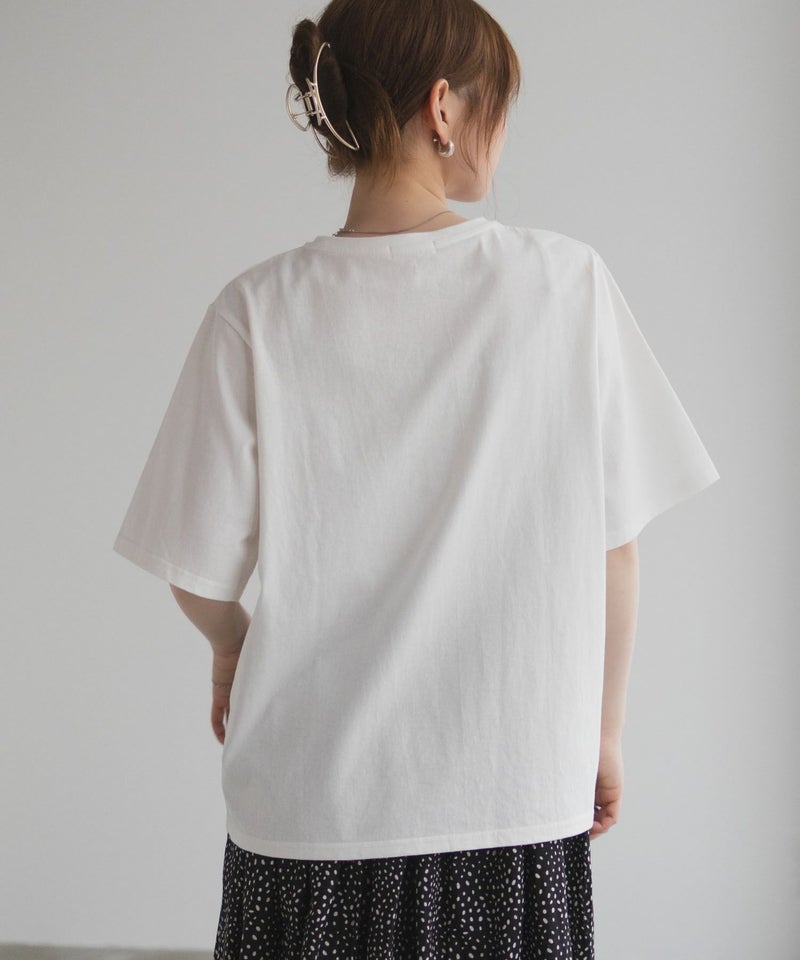 フラワー刺繍カレッジTシャツ レディース メール便 対応商品商品画像-5