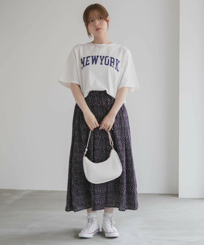 フラワー刺繍カレッジTシャツ レディース メール便 対応商品商品画像-9