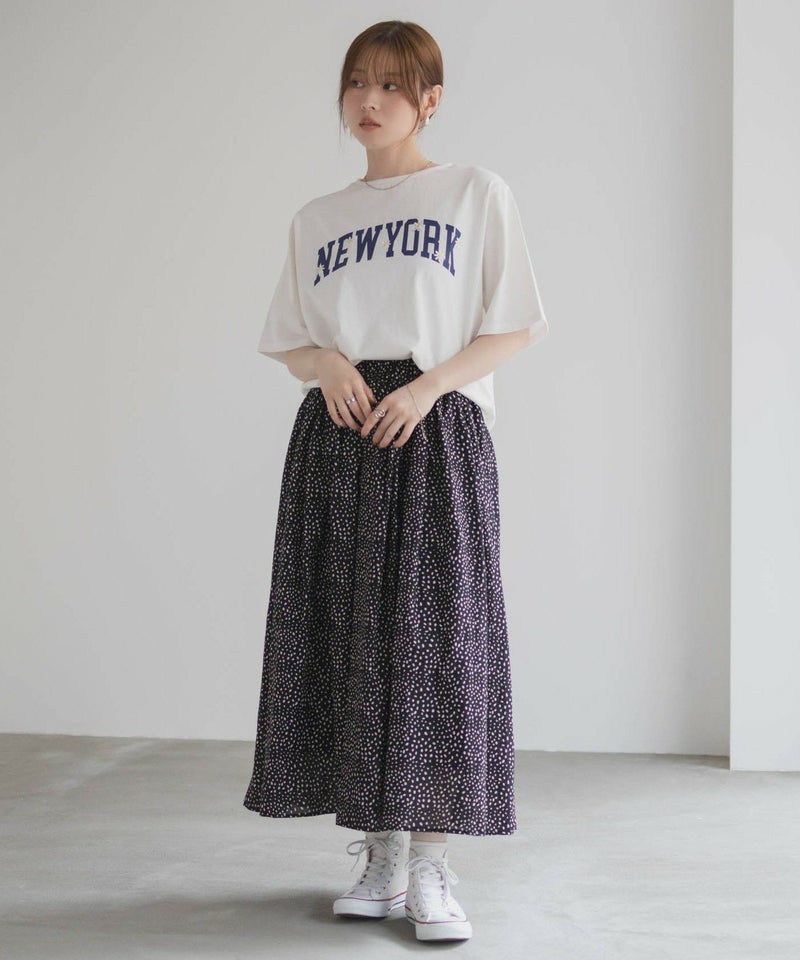 フラワー刺繍カレッジTシャツ レディース メール便 対応商品商品画像-10