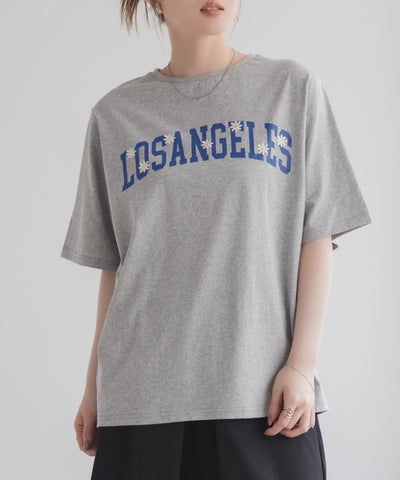 フラワー刺繍カレッジTシャツ レディース ネコポス 対応商品