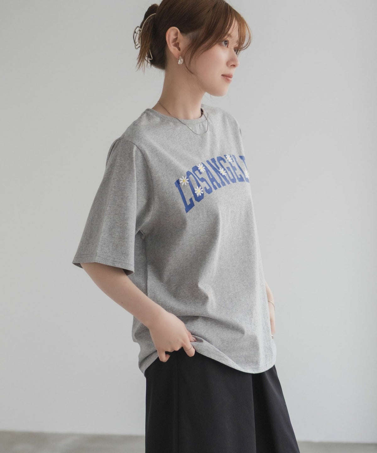 フラワー刺繍カレッジTシャツ レディース ネコポス 対応商品