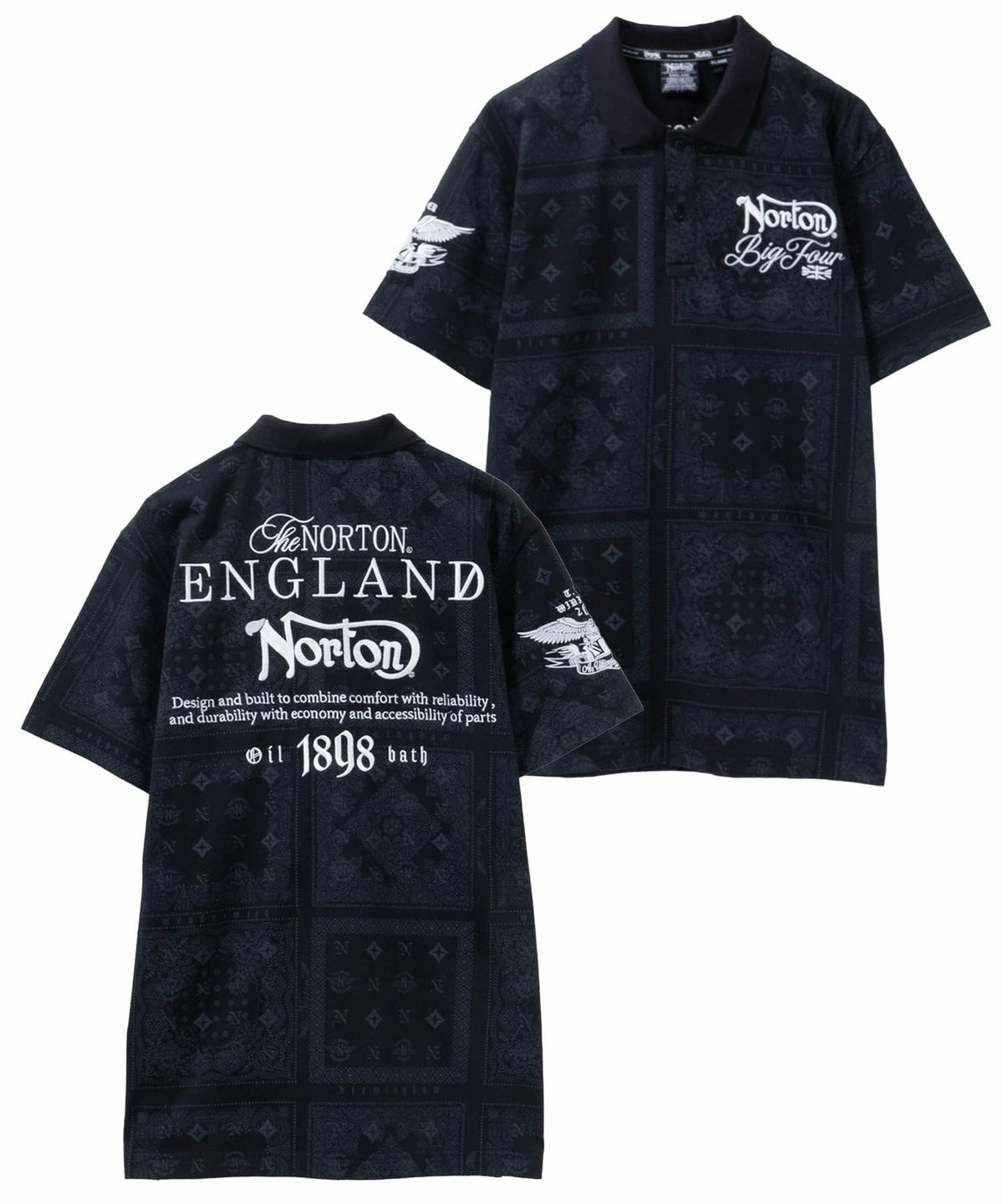 Norton モノグラムバンダナポロシャツ メンズ