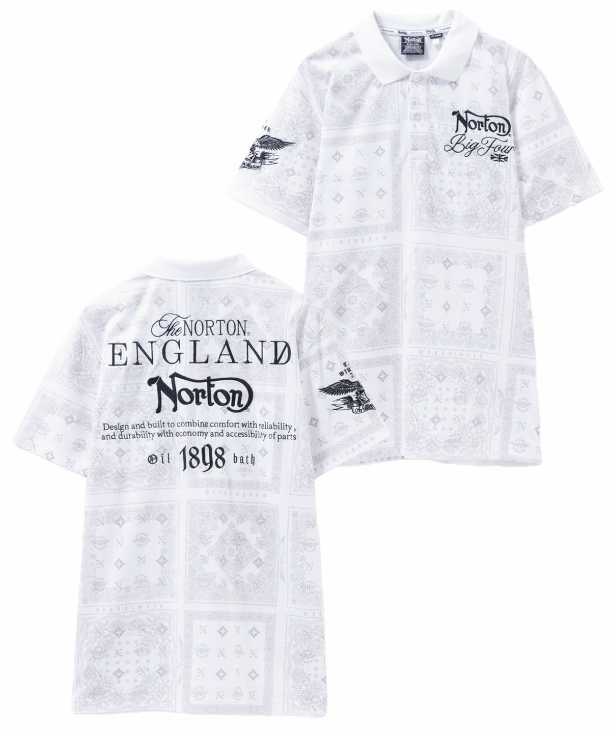 Norton モノグラムバンダナポロシャツ メンズ