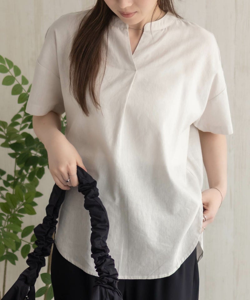 HusHusH  麻混スキッパーブラウス レディース商品画像-6