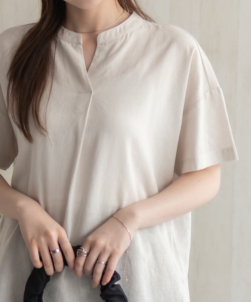 HusHusH 麻混スキッパーブラウス レディース商品画像-7