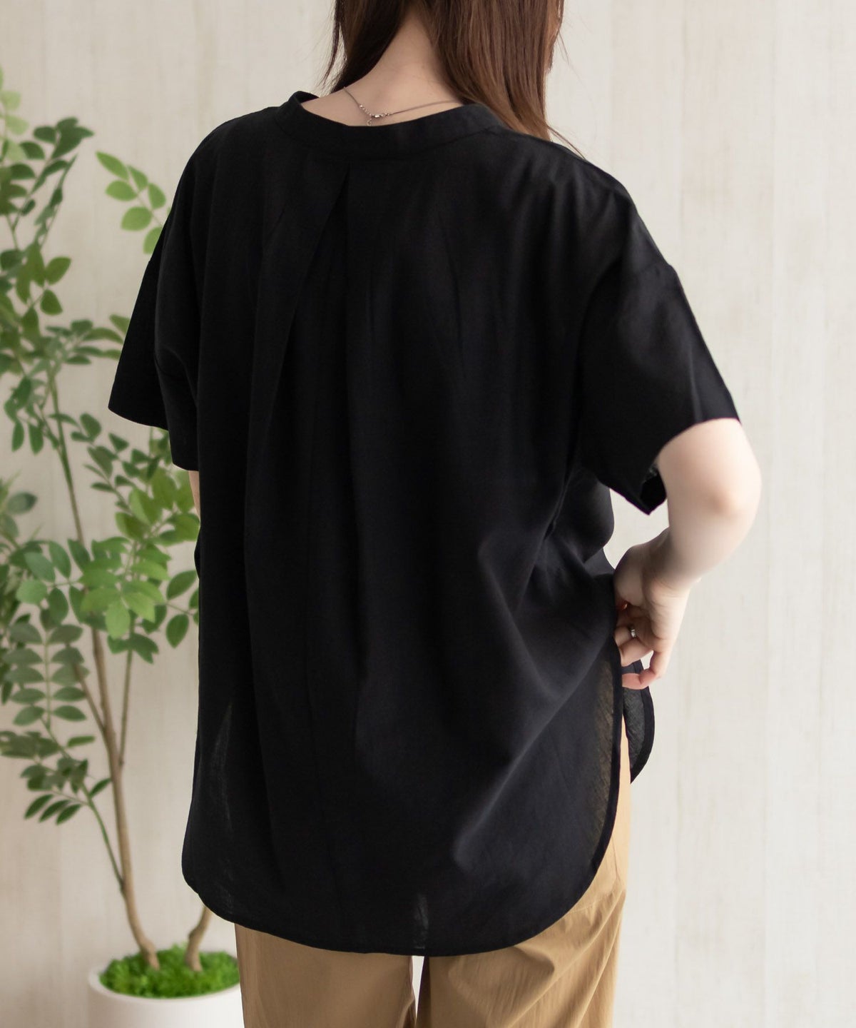 HusHusH 麻混スキッパーブラウス レディース