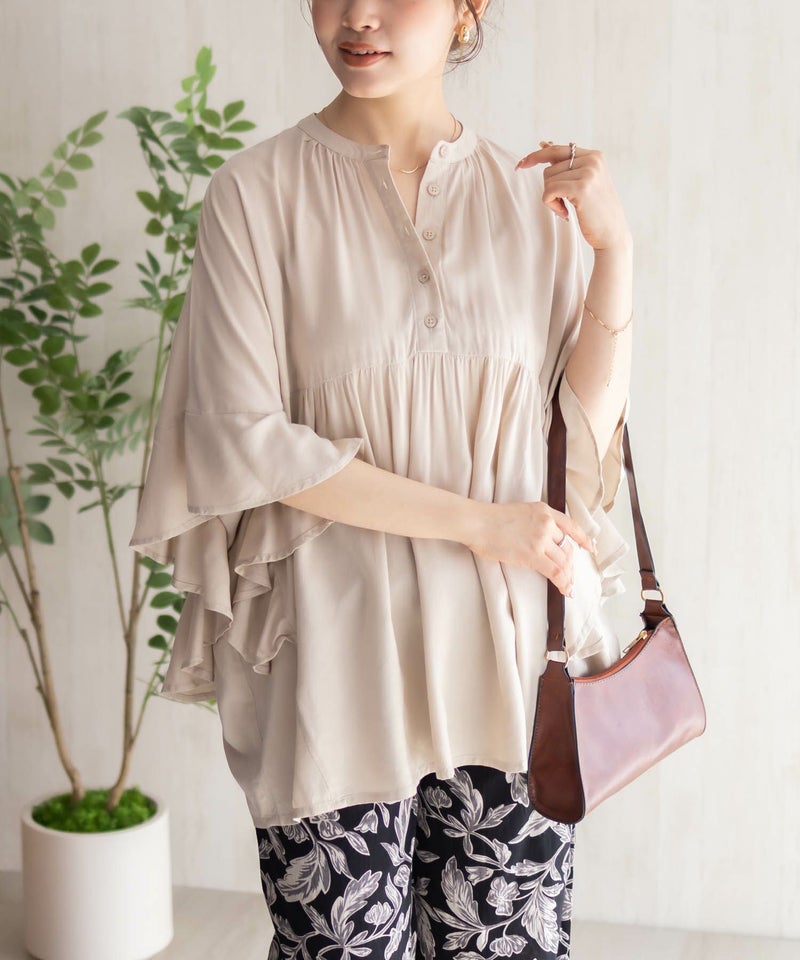 Howdy Marie  インドファブリック 袖フリルシャツ レディース商品画像-3