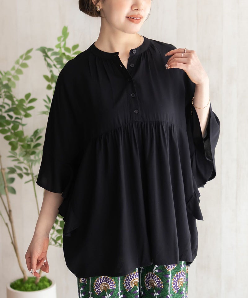 Howdy Marie  インドファブリック 袖フリルシャツ レディース商品画像-5
