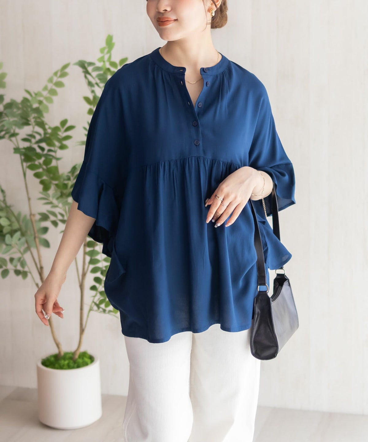 Howdy Marie インドファブリック 袖フリルシャツ レディース