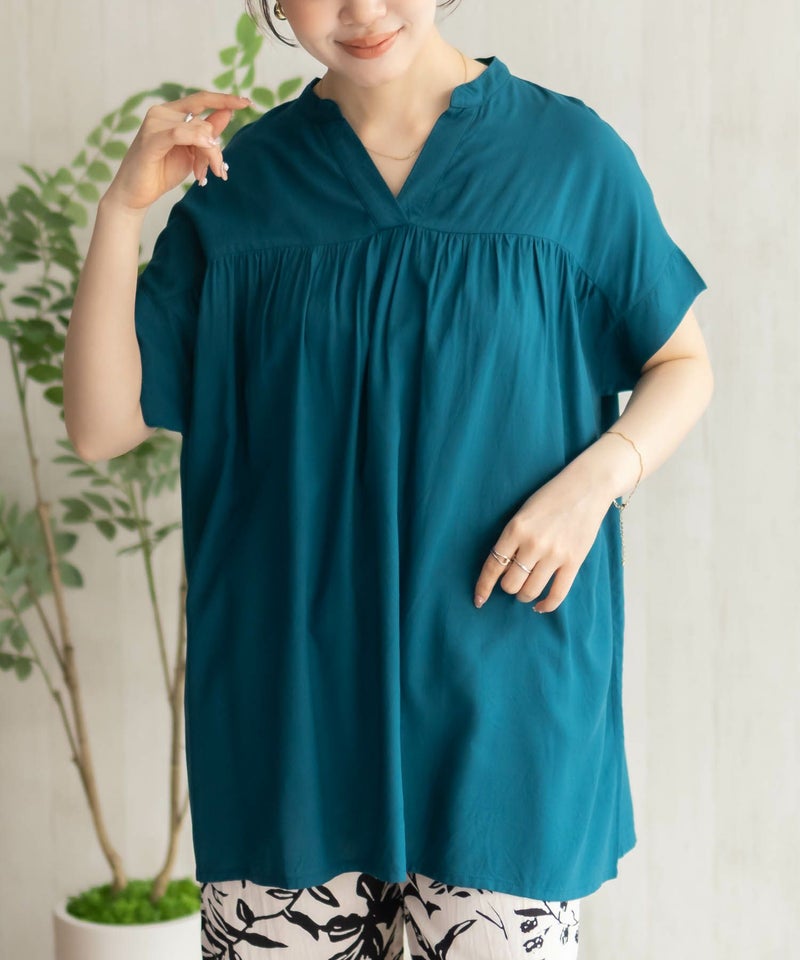 Howdy Marie  インドファブリック 切替スキッパーシャツ レディース商品画像-3