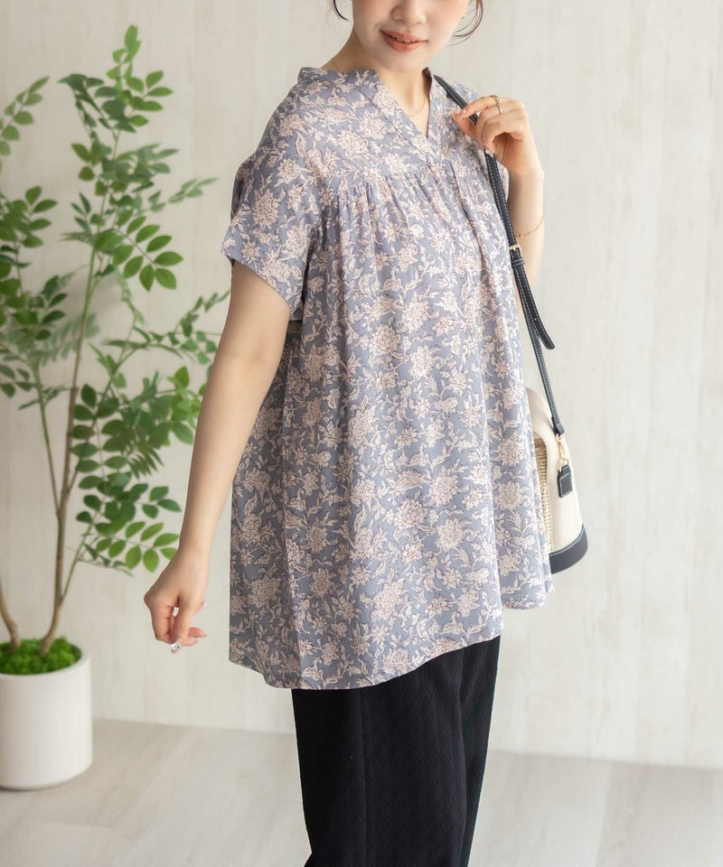 Howdy Marie インドファブリック 切替スキッパーシャツ レディース商品画像-6