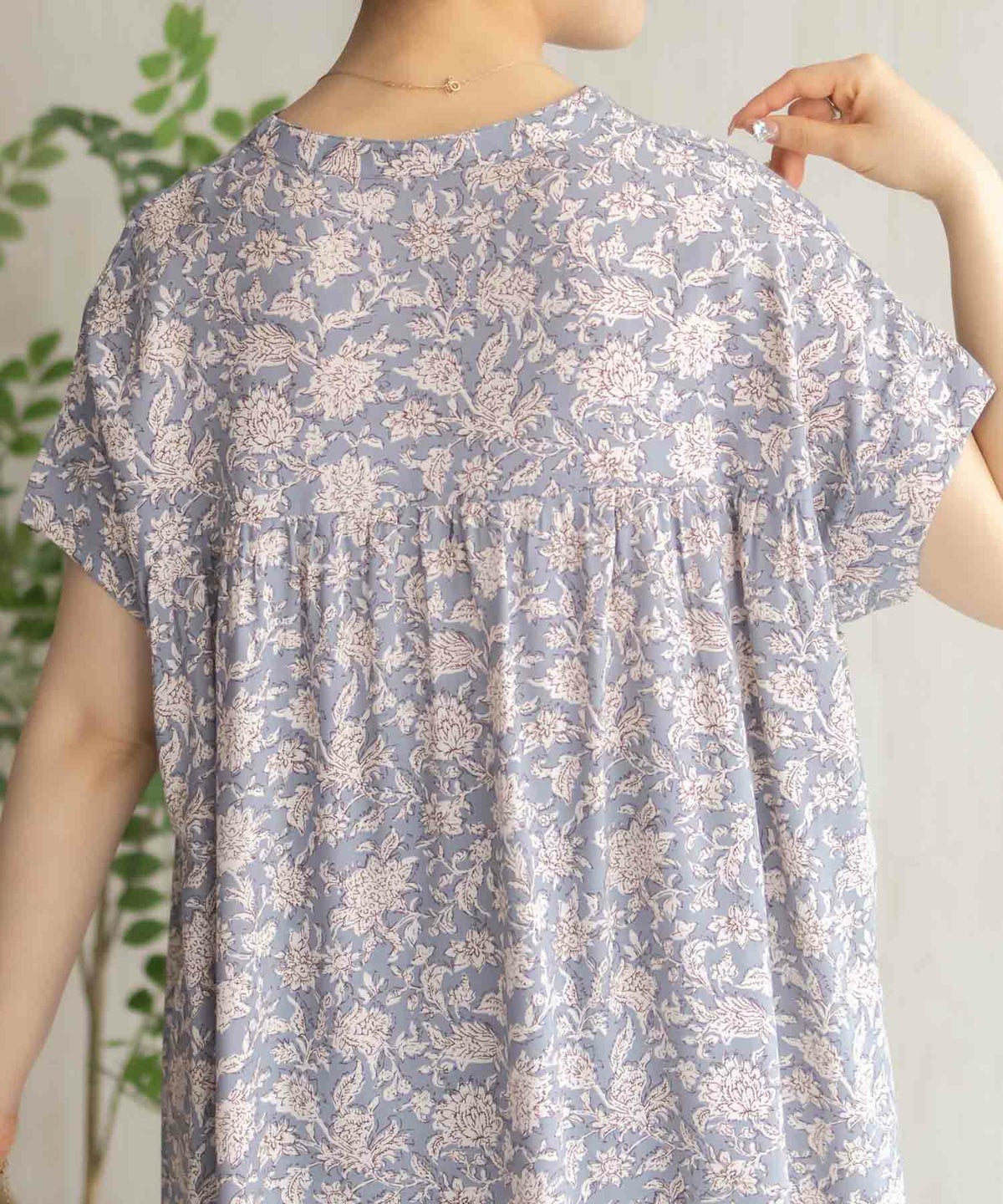 Howdy Marie インドファブリック 切替スキッパーシャツ レディース