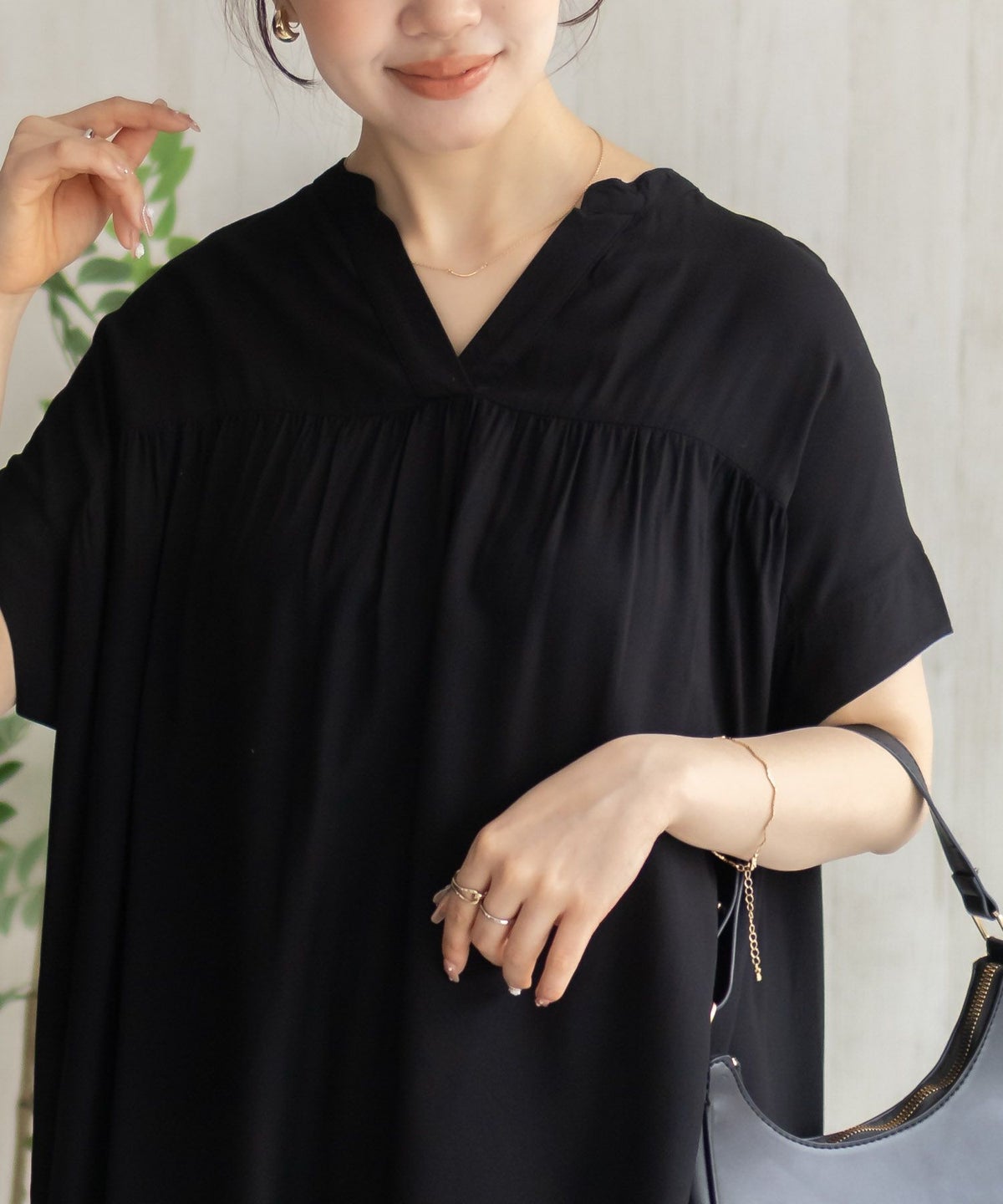 Howdy Marie インドファブリック 切替スキッパーシャツ レディース