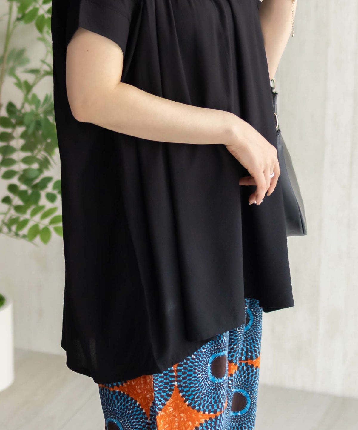 Howdy Marie インドファブリック 切替スキッパーシャツ レディース