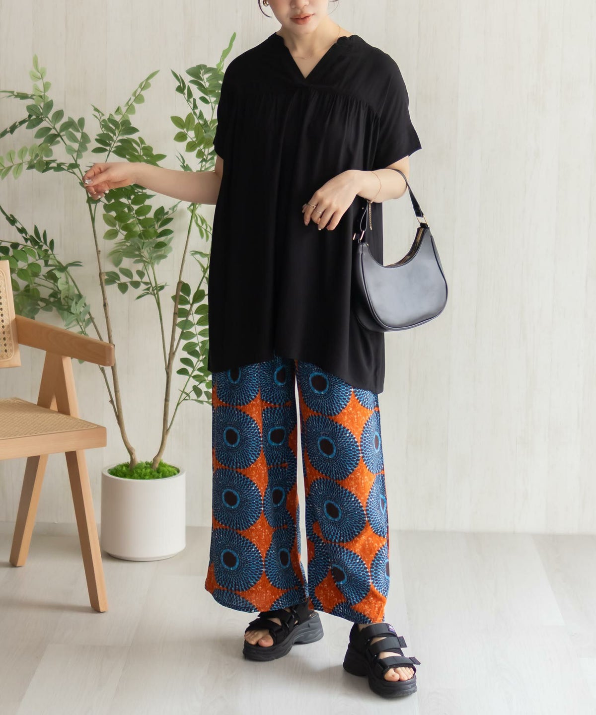 Howdy Marie インドファブリック 切替スキッパーシャツ レディース