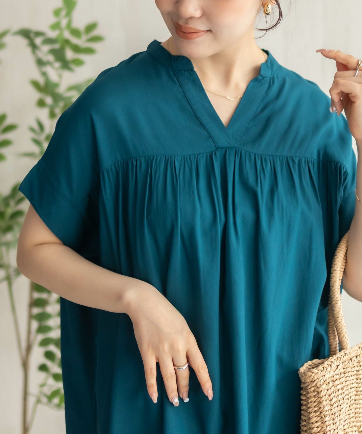 Howdy Marie インドファブリック 切替スキッパーシャツ レディース