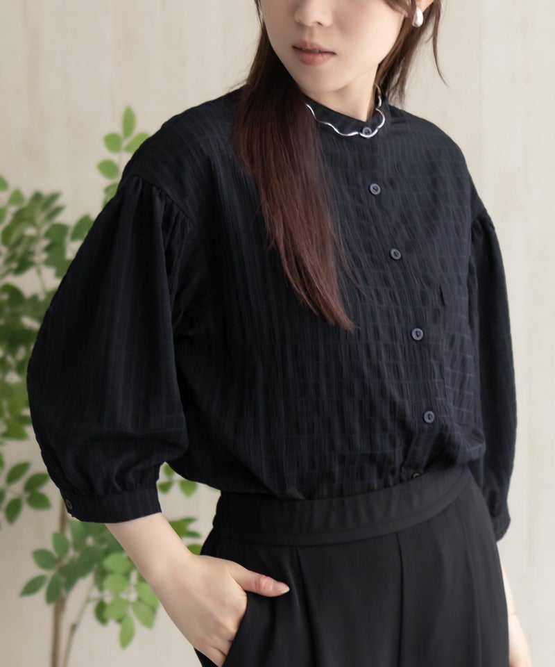 HusHusH  バンドカラー7分袖ブラウス レディース商品画像-1