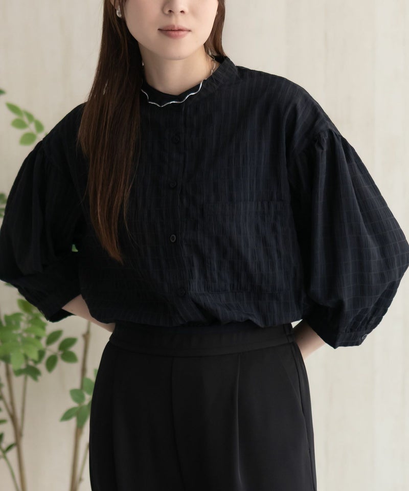 HusHusH  バンドカラー7分袖ブラウス レディース商品画像-7