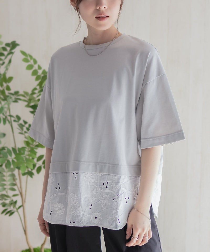 HusHusH 布帛切替Tシャツ レディース メール便 対応商品商品画像-4