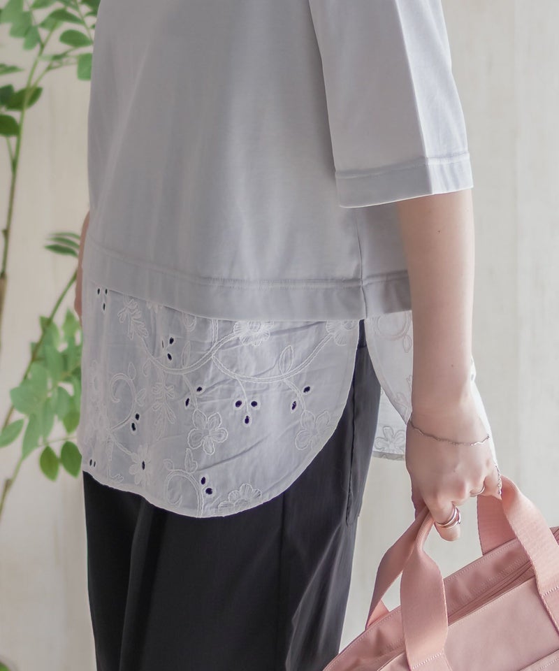 HusHusH 布帛切替Tシャツ レディース メール便 対応商品商品画像-6