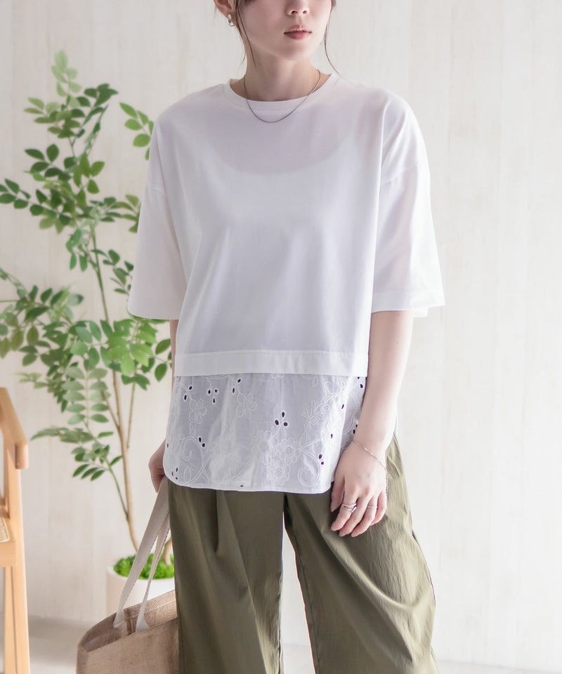 HusHusH 布帛切替Tシャツ レディース メール便 対応商品商品画像-12