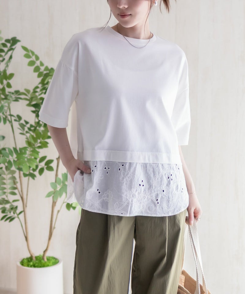 HusHusH 布帛切替Tシャツ レディース メール便 対応商品商品画像-14