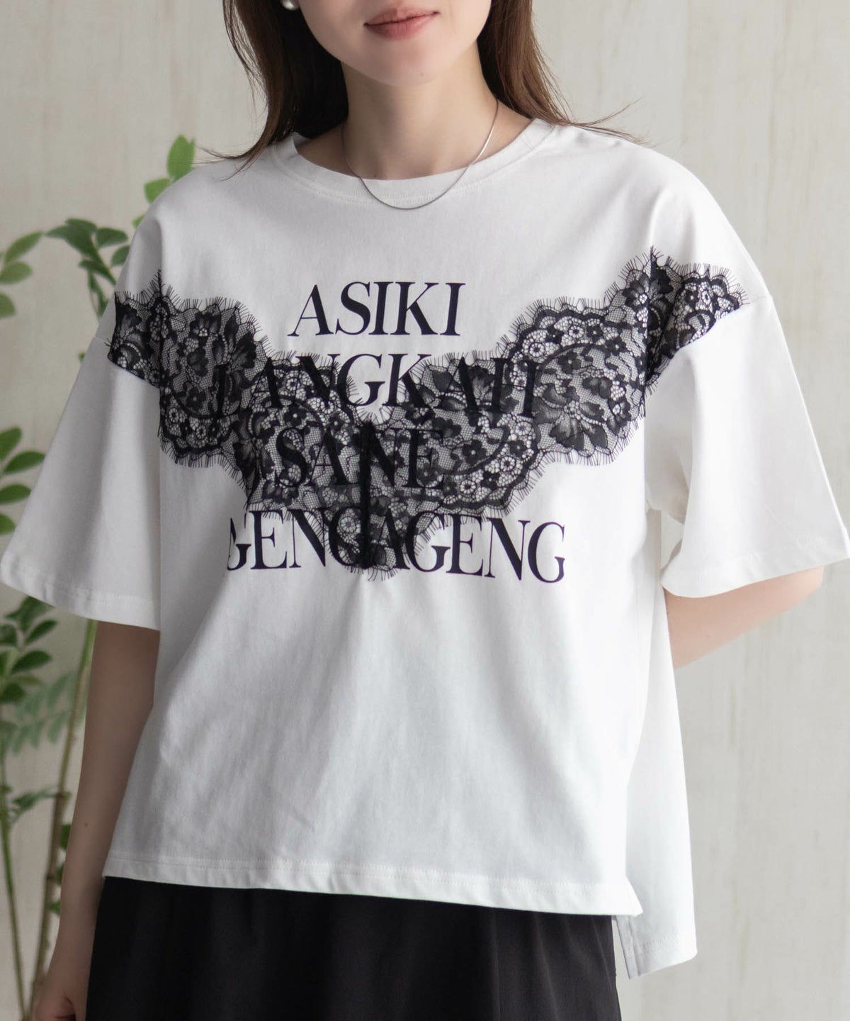 nAvy レース使いプリントTシャツ レディース ネコポス 対応商品