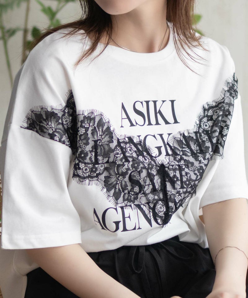 nAvy レース使いプリントTシャツ レディース メール便 対応商品商品画像-6