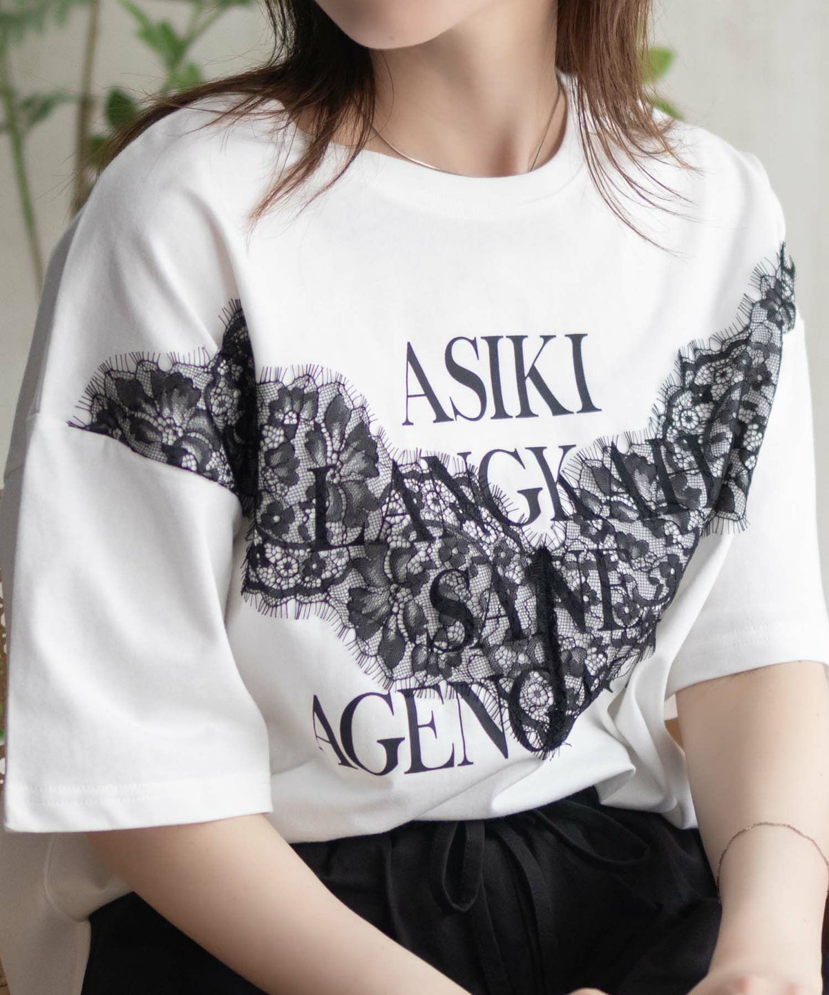 nAvy レース使いプリントTシャツ レディース ネコポス 対応商品