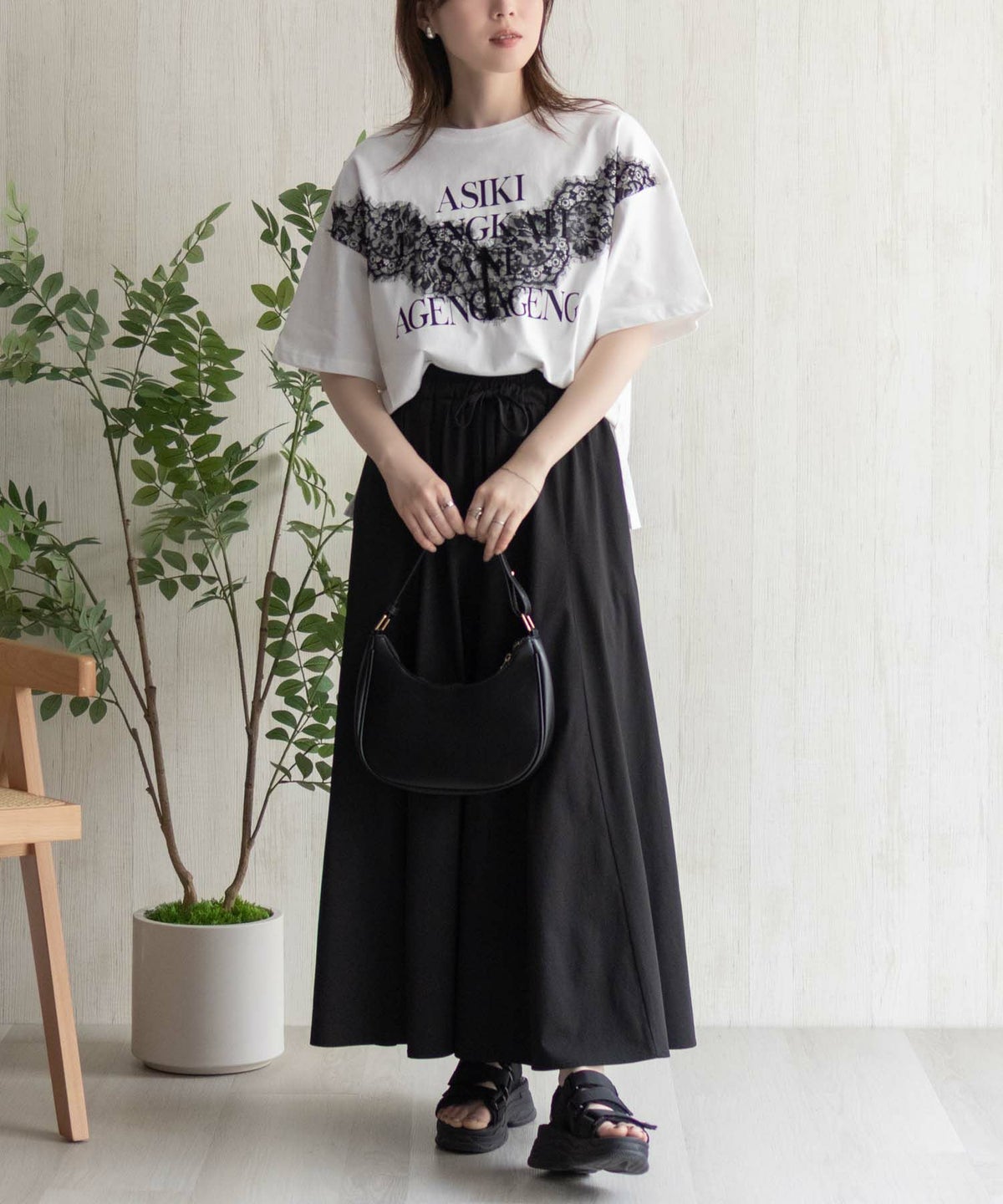 nAvy レース使いプリントTシャツ レディース ネコポス 対応商品