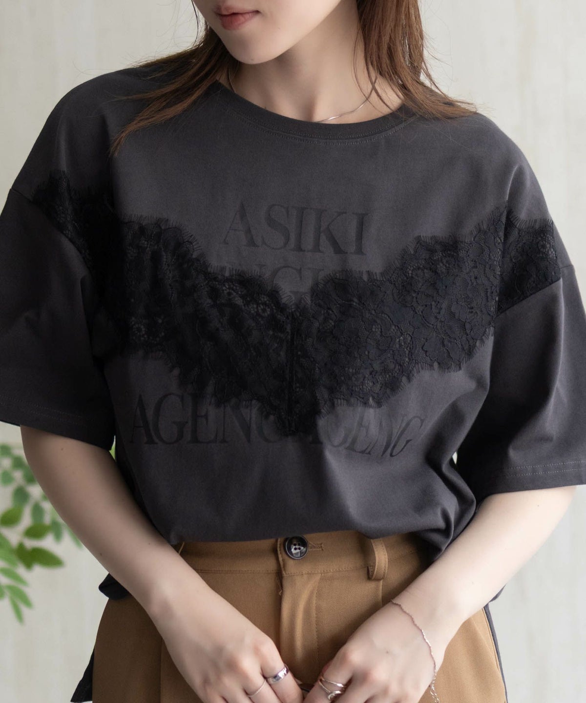 nAvy レース使いプリントTシャツ レディース ネコポス 対応商品