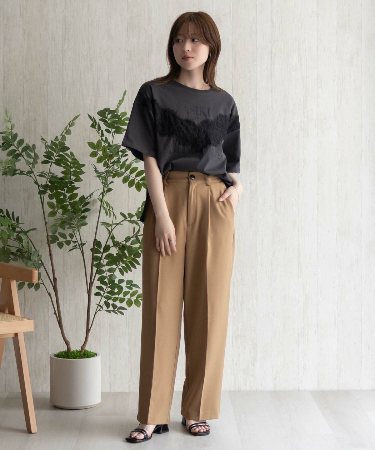 nAvy レース使いプリントTシャツ レディース ネコポス 対応商品